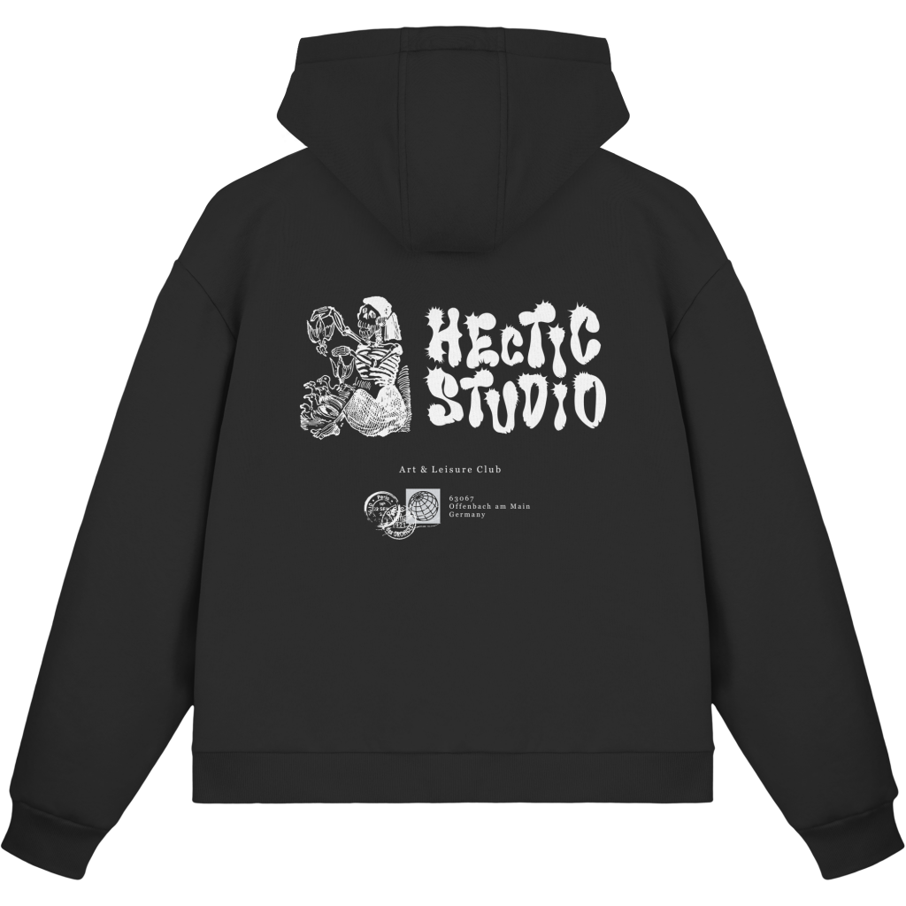 Hectic Studio Skeleton & Birds Grafik - Fluffy Boxcut Zipper