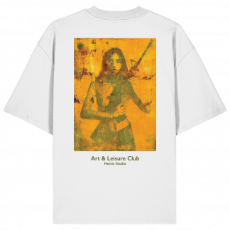 Monoprint Gun Girl Green - Boxy Cut - Organic Oversize Shirt