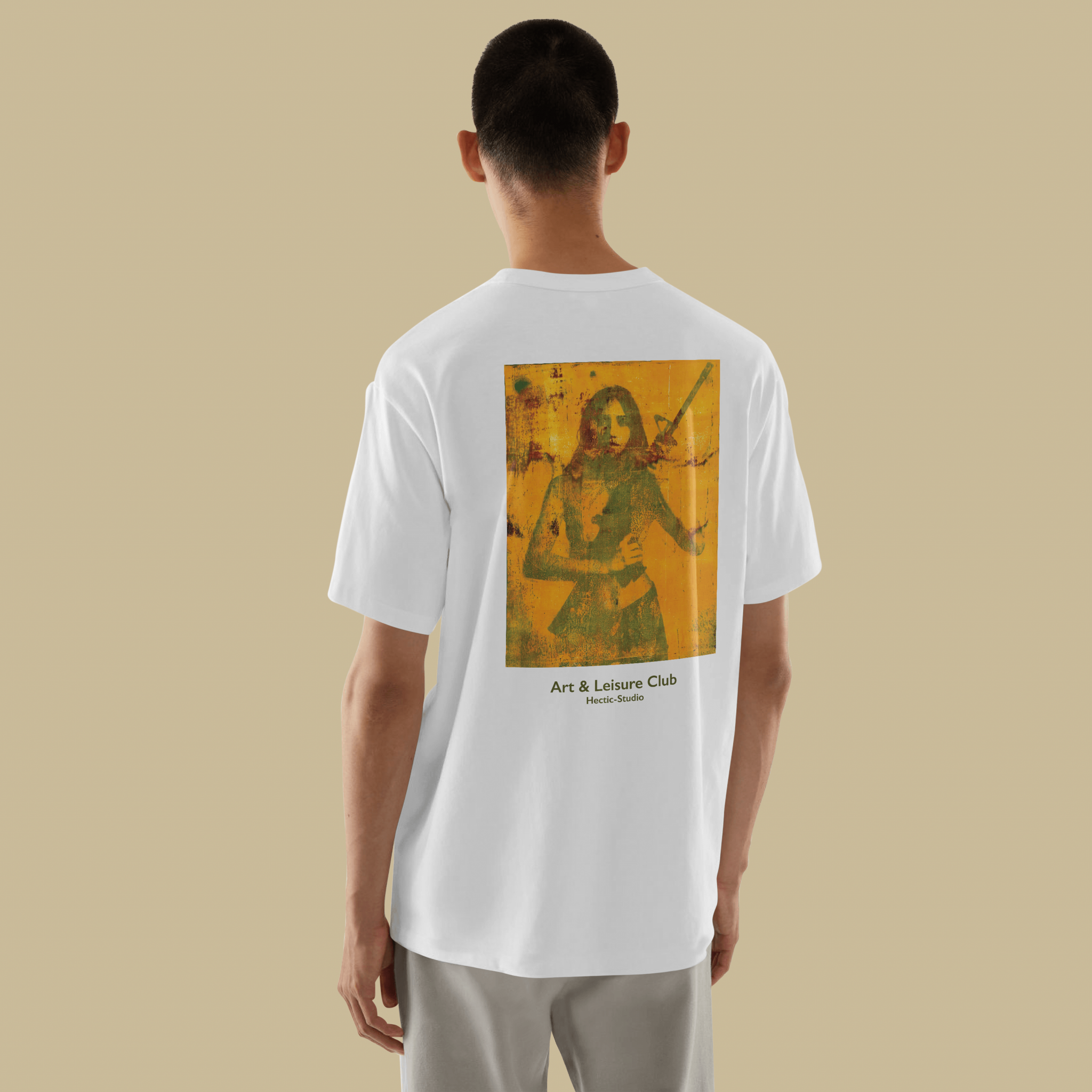 Box cut oversized shirt with backprint monoprint