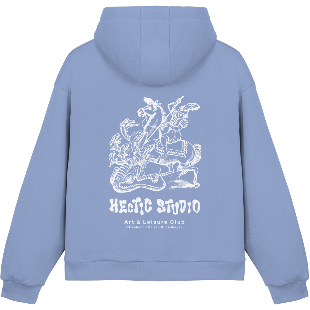 Ritter Drache Hoodie | Europäischer Holzschnitt Pullover | Mittelalter Kunst | Wearable Art | Heavy Oversize - Fluffy Boxcut Hoodie – Bild 11