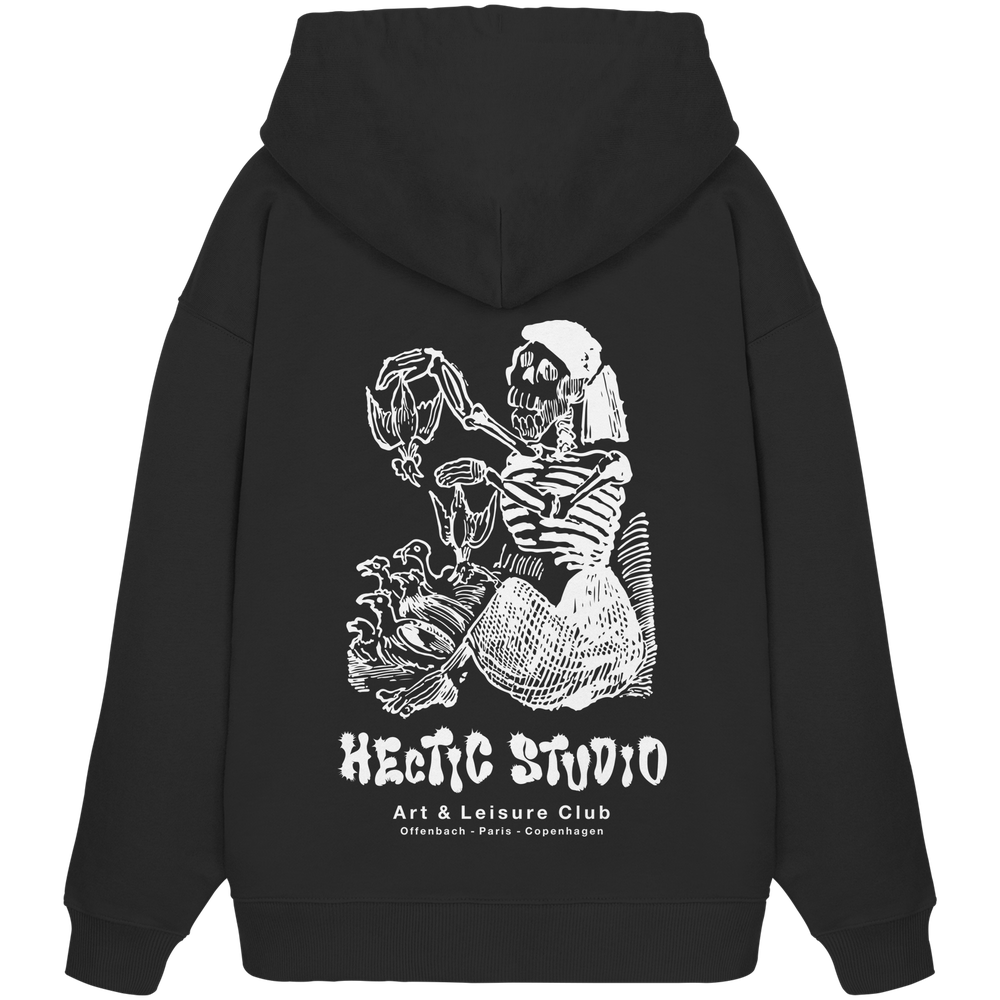 Skelett Vögel Hoodie | Calavera Holzschnitt Pullover | Mexikanische Kunst | Wearable Art | Heavy Oversize - Organic Oversize Hoodie